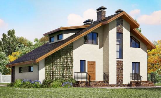 180-008-П Проект двухэтажного дома с мансардой и гаражом, средний домик из поризованных блоков Железноводск | Проекты домов от House Expert