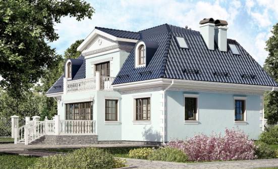 210-004-Л Проект двухэтажного дома мансардой, классический коттедж из арболита Нефтекумск | Проекты домов от House Expert