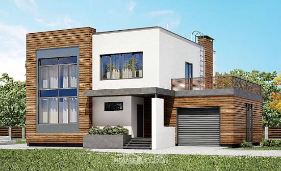 220-003-П Проект двухэтажного дома и гаражом, современный загородный дом из блока Кисловодск | Проекты домов от House Expert