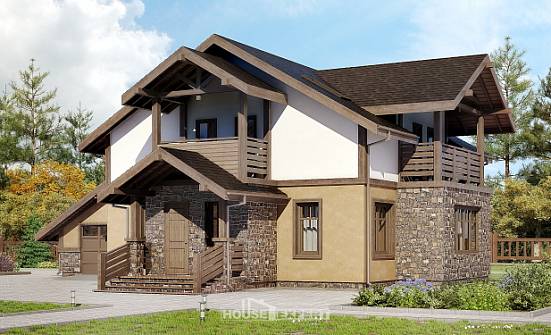 180-011-Л Проект двухэтажного дома мансардой и гаражом, бюджетный домик из газобетона Светлоград | Проекты домов от House Expert