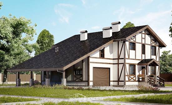 250-002-Л Проект двухэтажного дома мансардный этаж и гаражом, простой дом из кирпича Нефтекумск | Проекты домов от House Expert