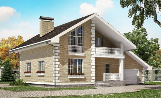 190-005-П Проект двухэтажного дома с мансардой, гараж, просторный коттедж из бризолита Нефтекумск | Проекты домов от House Expert