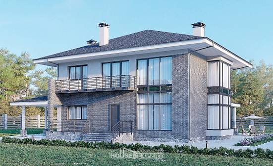 250-004-Л Проект двухэтажного дома, огромный загородный дом из твинблока Лермонтов | Проекты домов от House Expert