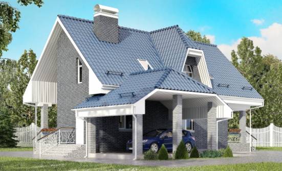 125-002-Л Проект двухэтажного дома с мансардой, гараж, доступный домик из твинблока Лермонтов | Проекты домов от House Expert