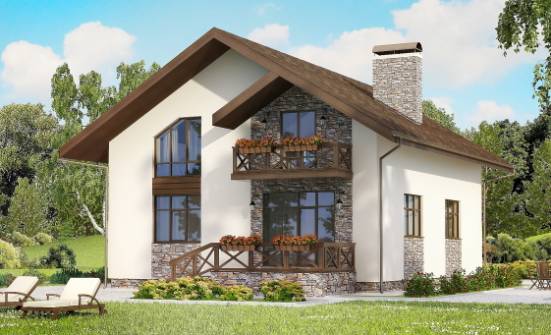 155-001-П Проект двухэтажного дома мансардой и гаражом, красивый дом из бризолита Буденновск | Проекты домов от House Expert