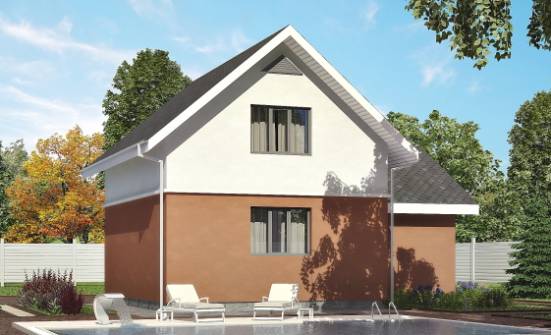 120-002-Л Проект двухэтажного дома мансардой, гараж, простой домик из твинблока Новоалександровск | Проекты домов от House Expert