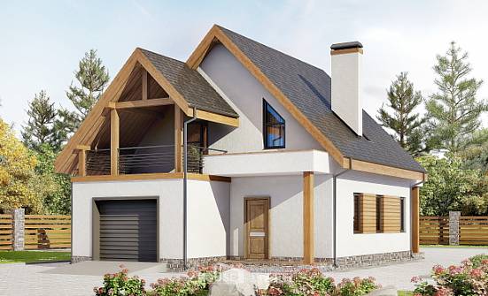 120-005-П Проект двухэтажного дома мансардой, гараж, бюджетный дом из газобетона Зеленокумск | Проекты домов от House Expert
