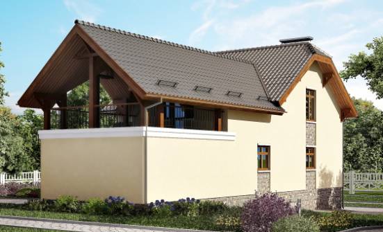 255-003-П Проект трехэтажного дома с мансардой и гаражом, простой домик из керамзитобетонных блоков Пятигорск | Проекты домов от House Expert