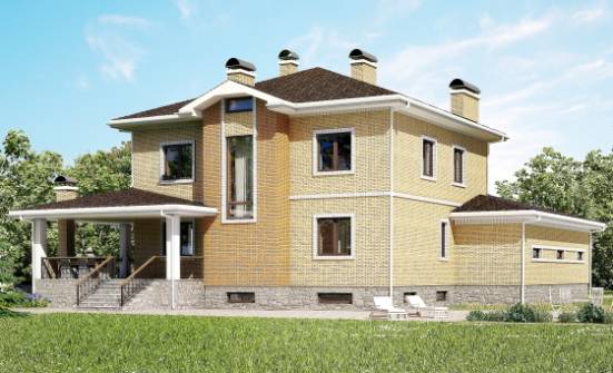 350-002-Л Проект трехэтажного дома, гараж, большой коттедж из кирпича Кисловодск | Проекты домов от House Expert
