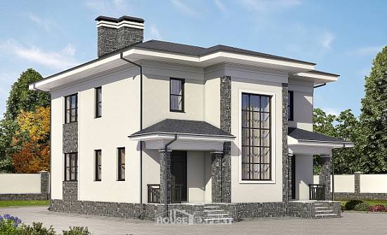 155-011-П Проект двухэтажного дома, уютный коттедж из теплоблока Ставрополь | Проекты домов от House Expert