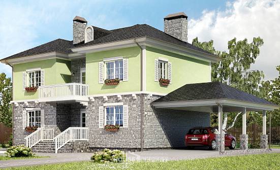 155-006-П Проект двухэтажного дома, гараж, современный загородный дом из пеноблока Лермонтов | Проекты домов от House Expert