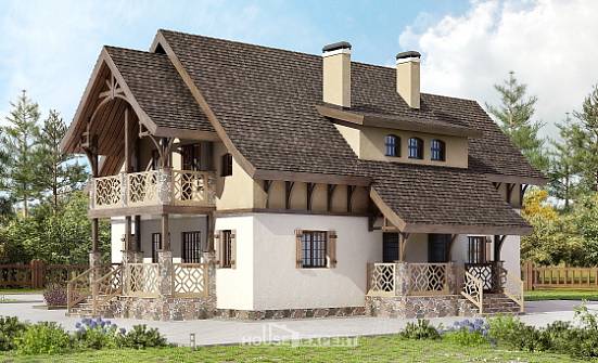 180-014-Л Проект двухэтажного дома мансардой, бюджетный домик из блока Зеленокумск | Проекты домов от House Expert