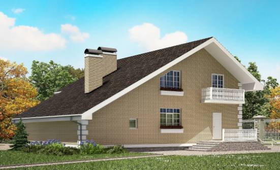 190-005-П Проект двухэтажного дома с мансардой, гараж, просторный коттедж из бризолита Нефтекумск | Проекты домов от House Expert