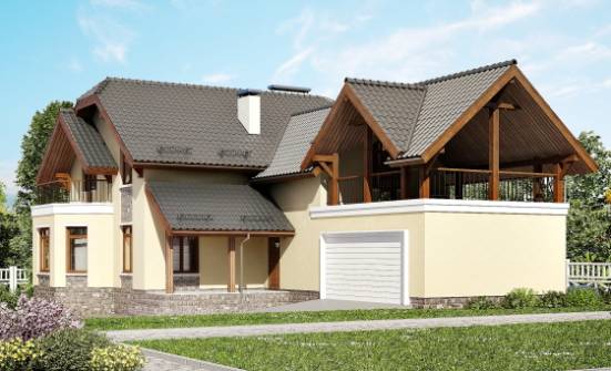255-003-П Проект трехэтажного дома с мансардой и гаражом, простой домик из керамзитобетонных блоков Пятигорск | Проекты домов от House Expert