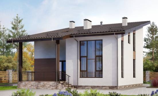 140-005-П Проект двухэтажного дома с мансардным этажом, экономичный дом из газобетона Железноводск | Проекты домов от House Expert