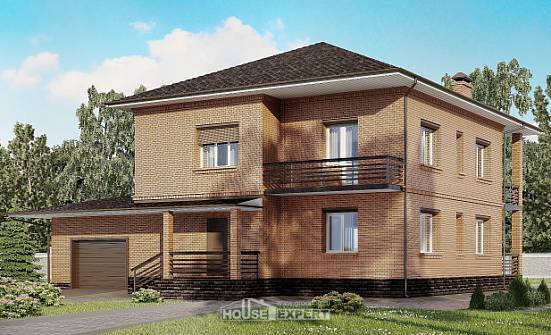 245-003-Л Проект двухэтажного дома, гараж, простой коттедж из кирпича Пятигорск | Проекты домов от House Expert