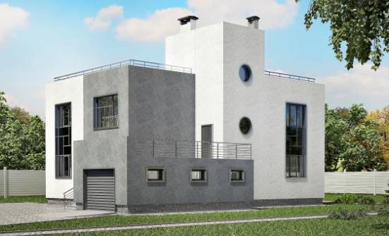 255-001-П Проект двухэтажного дома и гаражом, красивый дом из арболита Ставрополь | Проекты домов от House Expert