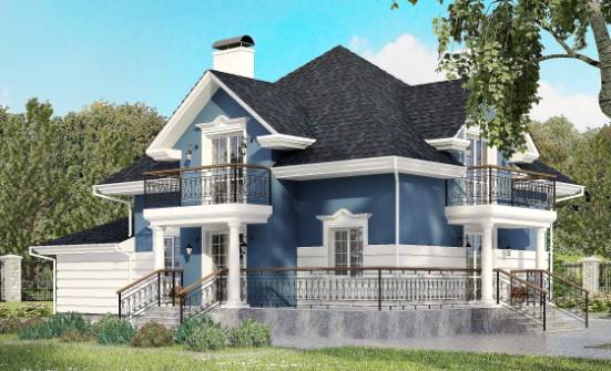 180-002-П Проект двухэтажного дома с мансардным этажом и гаражом, простой домик из кирпича Кисловодск | Проекты домов от House Expert