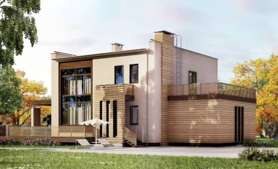 220-003-Л Проект двухэтажного дома, гараж, современный загородный дом из бризолита Георгиевск | Проекты домов от House Expert