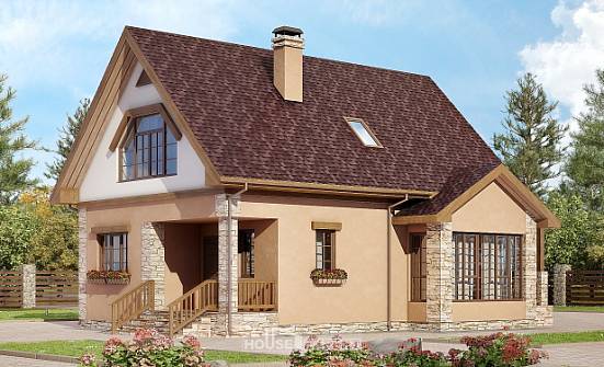 140-002-П Проект двухэтажного дома мансардой, доступный дом из поризованных блоков Георгиевск | Проекты домов от House Expert