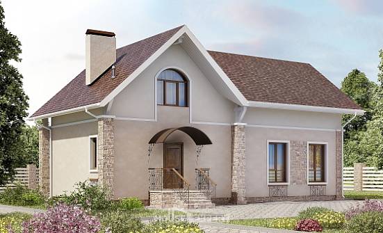 150-012-Л Проект двухэтажного дома мансардой, скромный дом из пеноблока Новоалександровск | Проекты домов от House Expert