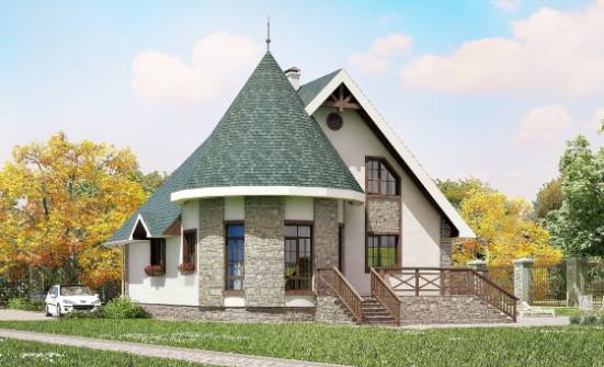 170-003-Л Проект двухэтажного дома мансардный этаж, небольшой коттедж из теплоблока Ставрополь | Проекты домов от House Expert