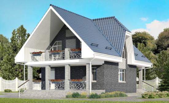 125-002-Л Проект двухэтажного дома с мансардой, гараж, доступный домик из твинблока Лермонтов | Проекты домов от House Expert