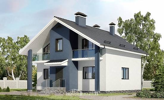 150-005-П Проект двухэтажного дома с мансардным этажом, современный загородный дом из пеноблока Нефтекумск | Проекты домов от House Expert