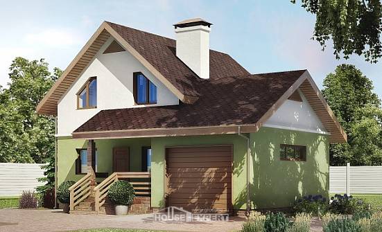 120-002-П Проект двухэтажного дома с мансардой, гараж, современный дом из газобетона Невинномысск | Проекты домов от House Expert