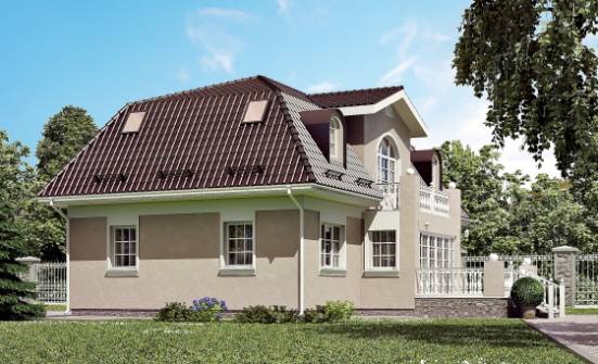 210-001-Л Проект двухэтажного дома с мансардным этажом, красивый загородный дом из пеноблока Ессентуки | Проекты домов от House Expert