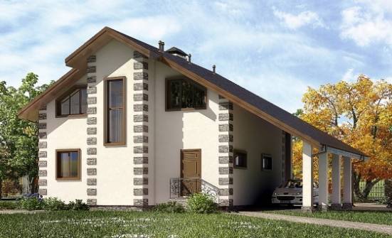 150-003-Л Проект двухэтажного дома с мансардой и гаражом, недорогой дом из дерева Зеленокумск | Проекты домов от House Expert