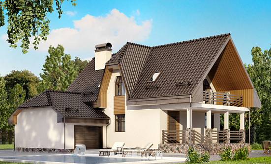 150-001-Л Проект двухэтажного дома с мансардным этажом, гараж, современный домик из арболита Невинномысск | Проекты домов от House Expert
