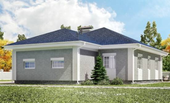130-002-П Проект одноэтажного дома, гараж, уютный загородный дом из поризованных блоков Невинномысск | Проекты домов от House Expert