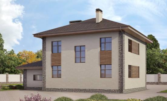 185-004-П Проект двухэтажного дома, гараж, простой загородный дом из газосиликатных блоков Новоалександровск | Проекты домов от House Expert