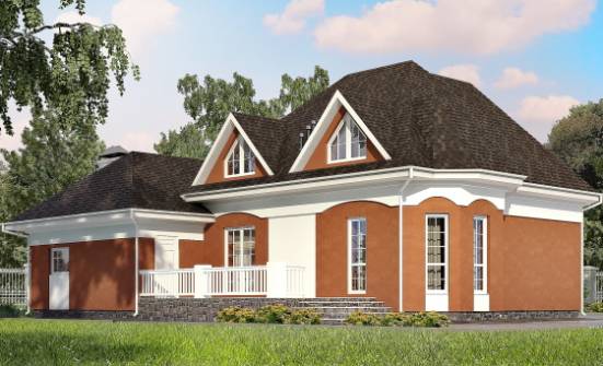 180-007-П Проект двухэтажного дома мансардой и гаражом, экономичный домик из пеноблока Зеленокумск | Проекты домов от House Expert