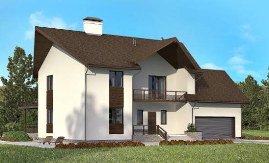 300-002-П Проект двухэтажного дома с мансардой и гаражом, просторный коттедж из теплоблока Ессентуки | Проекты домов от House Expert
