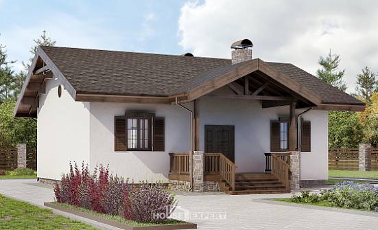 090-002-П Проект одноэтажного дома, доступный коттедж из кирпича Железноводск | Проекты домов от House Expert