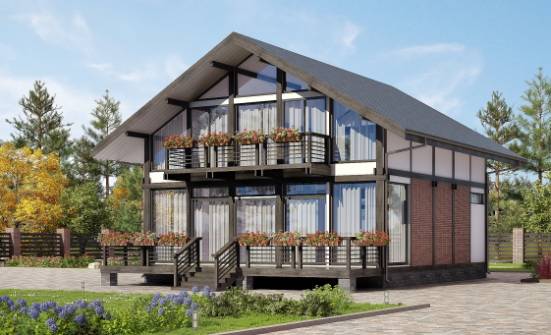 170-007-П Проект двухэтажного дома с мансардным этажом, классический дом из бревен Буденновск | Проекты домов от House Expert