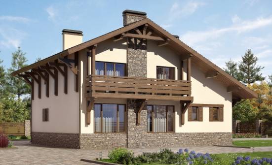 190-007-Л Проект двухэтажного дома с мансардой и гаражом, средний домик из кирпича Буденновск | Проекты домов от House Expert