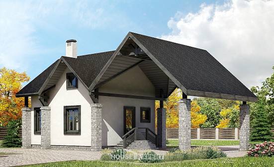 060-001-П Проект двухэтажного дома с мансардой и гаражом, миниатюрный дом из твинблока Кисловодск | Проекты домов от House Expert