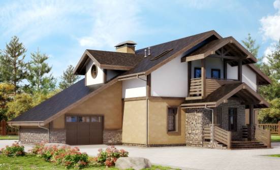 180-011-Л Проект двухэтажного дома мансардой и гаражом, бюджетный домик из газобетона Светлоград | Проекты домов от House Expert