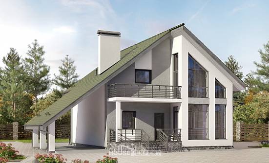 170-009-Л Проект двухэтажного дома с мансардой и гаражом, недорогой коттедж из арболита Ставрополь | Проекты домов от House Expert