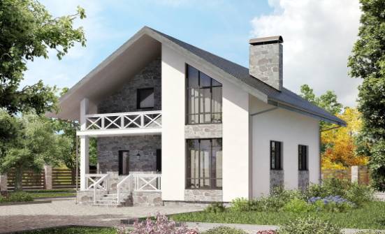 155-001-Л Проект двухэтажного дома мансардой, гараж, уютный домик из поризованных блоков Новоалександровск | Проекты домов от House Expert