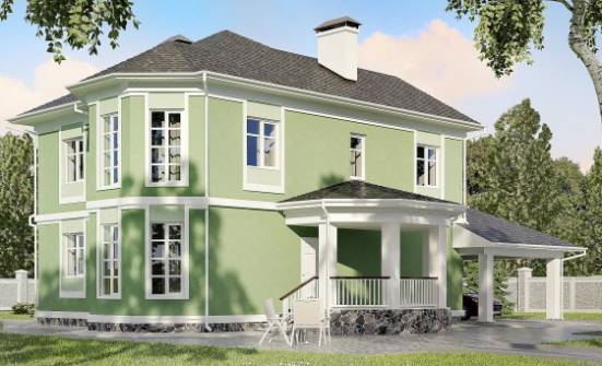170-001-Л Проект двухэтажного дома, гараж, бюджетный дом из арболита Железноводск | Проекты домов от House Expert