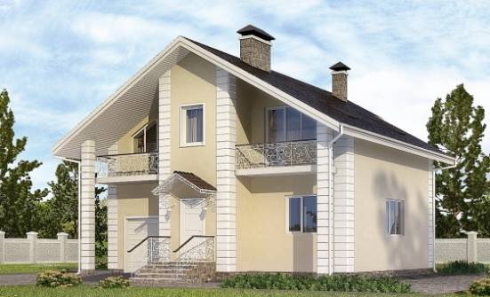 150-002-Л Проект двухэтажного дома с мансардным этажом, гараж, простой коттедж из бризолита Зеленокумск | Проекты домов от House Expert