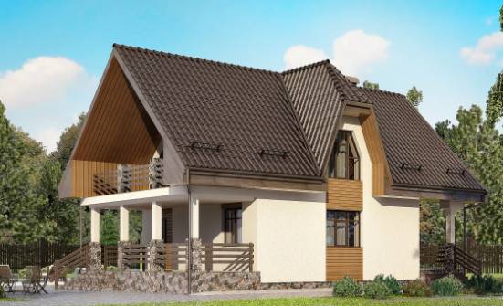 150-001-Л Проект двухэтажного дома с мансардным этажом, гараж, современный домик из арболита Невинномысск | Проекты домов от House Expert