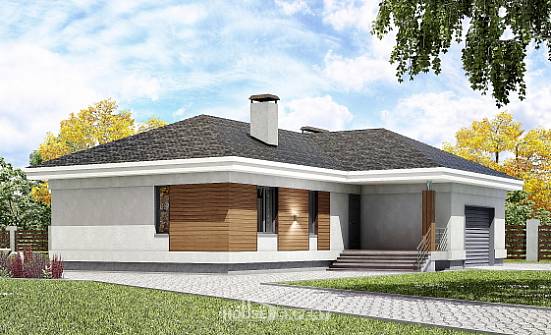 165-001-П Проект одноэтажного дома и гаражом, простой коттедж из бризолита Нефтекумск | Проекты домов от House Expert