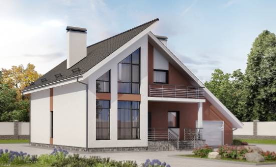 200-007-П Проект двухэтажного дома мансардой, гараж, просторный коттедж из поризованных блоков Зеленокумск | Проекты домов от House Expert