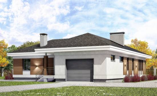 165-001-П Проект одноэтажного дома и гаражом, простой коттедж из бризолита Нефтекумск | Проекты одноэтажных домов от House Expert