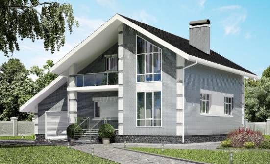 190-006-Л Проект двухэтажного дома с мансардным этажом и гаражом, средний коттедж из керамзитобетонных блоков Новоалександровск | Проекты домов от House Expert
